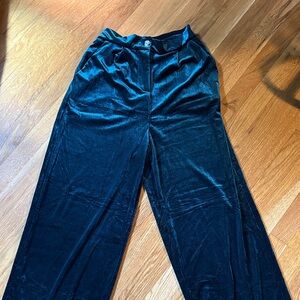 Velvet Wide-Leg Pants in Deep Teal